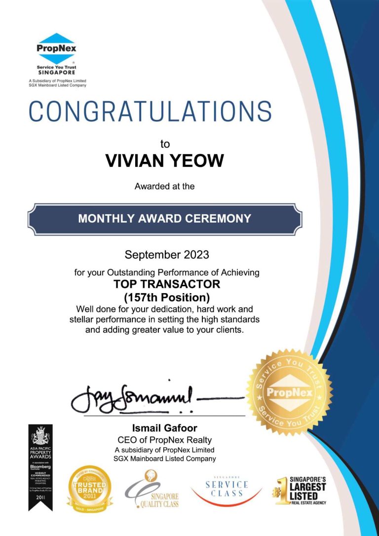 VivianYeow Viviansgproperty Top transactor SEp 2023