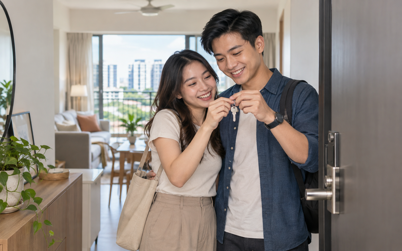 First-time buyers receiving the keys to their home