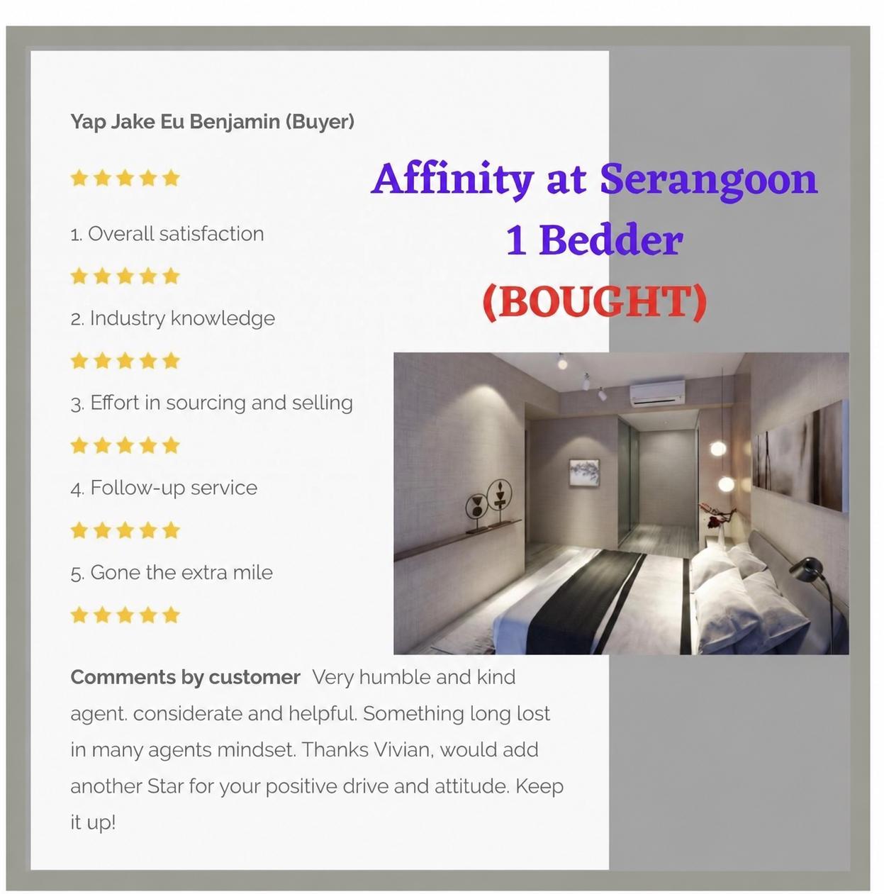 Buyer review for Affinity at Serangoon