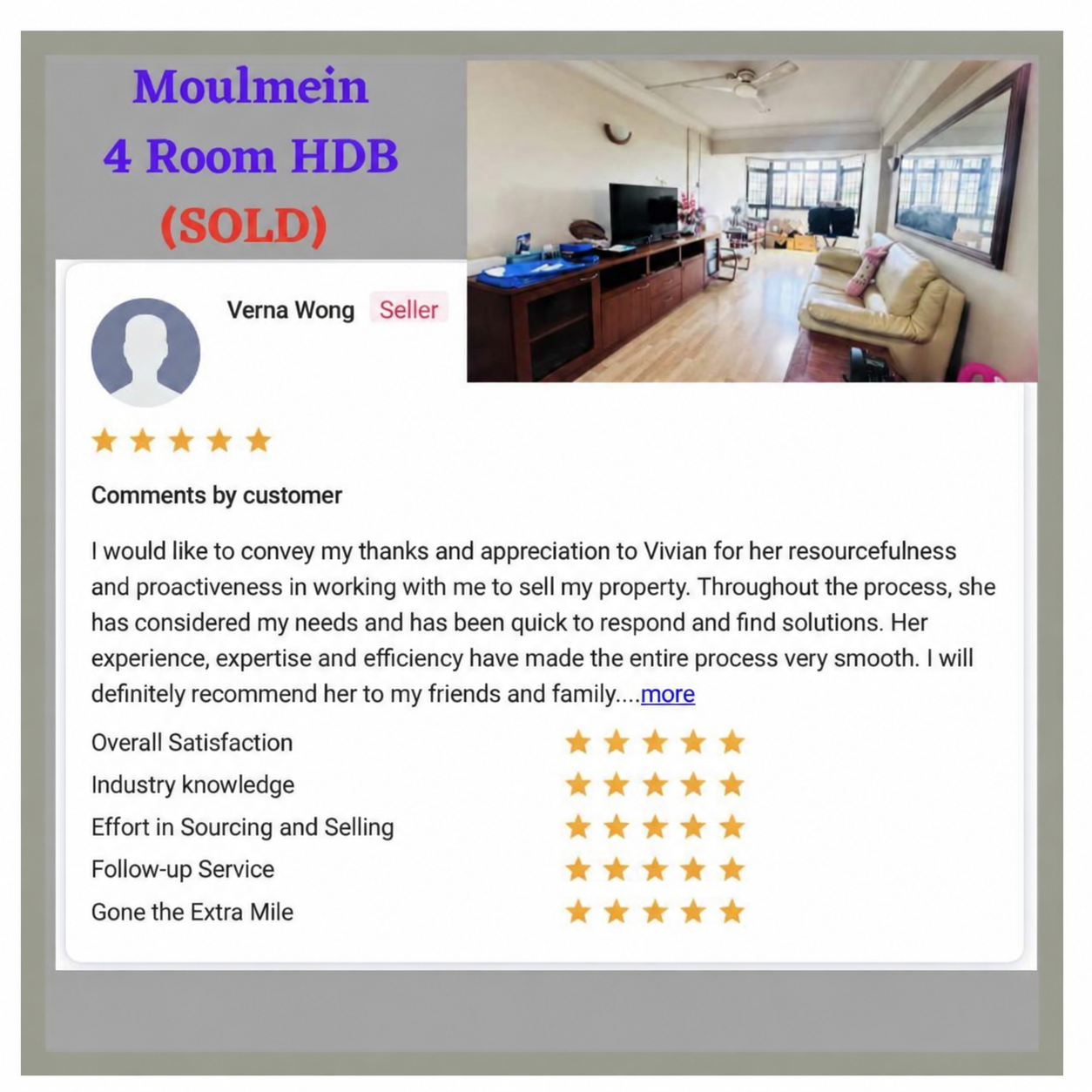 Seller review for Moulmein HDB